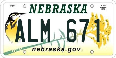 NE license plate ALM671