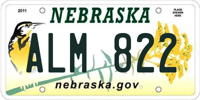 NE license plate ALM822