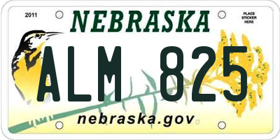 NE license plate ALM825