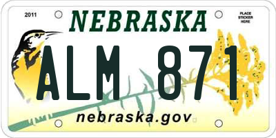 NE license plate ALM871