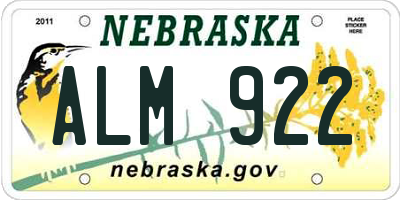 NE license plate ALM922