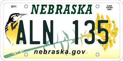 NE license plate ALN135