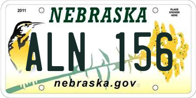 NE license plate ALN156