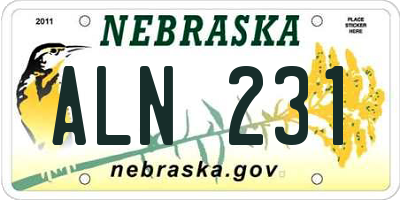 NE license plate ALN231