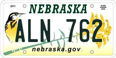 NE license plate ALN762