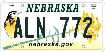 NE license plate ALN772