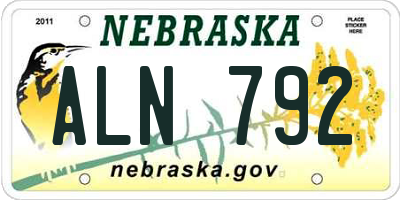 NE license plate ALN792