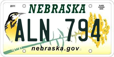 NE license plate ALN794