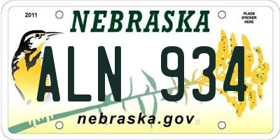 NE license plate ALN934