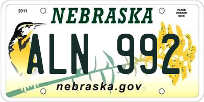 NE license plate ALN992