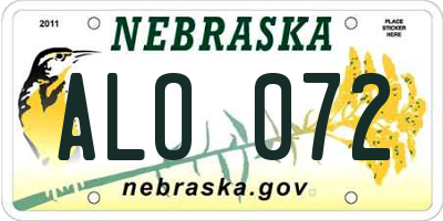 NE license plate ALO072