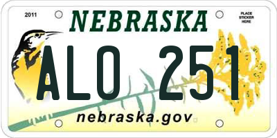 NE license plate ALO251
