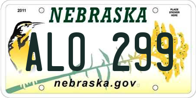 NE license plate ALO299