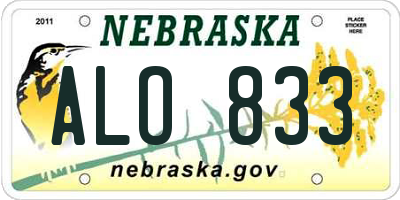 NE license plate ALO833