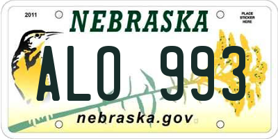 NE license plate ALO993