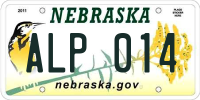 NE license plate ALP014