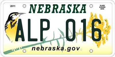 NE license plate ALP016