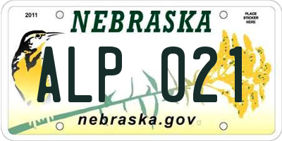 NE license plate ALP021