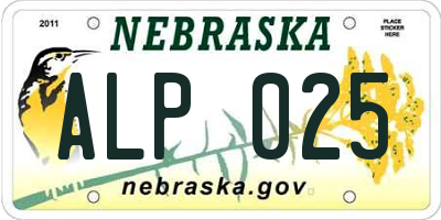 NE license plate ALP025