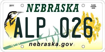 NE license plate ALP026