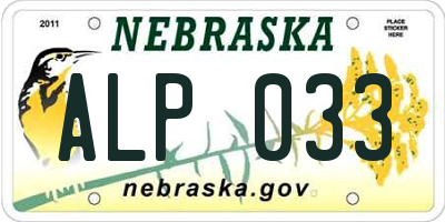 NE license plate ALP033
