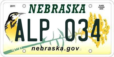 NE license plate ALP034