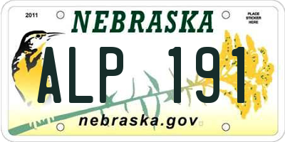 NE license plate ALP191