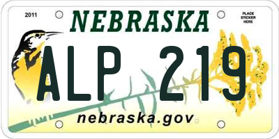 NE license plate ALP219
