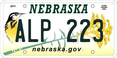 NE license plate ALP223