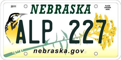 NE license plate ALP227