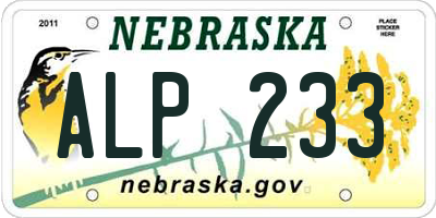 NE license plate ALP233