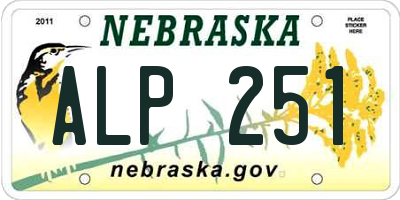 NE license plate ALP251