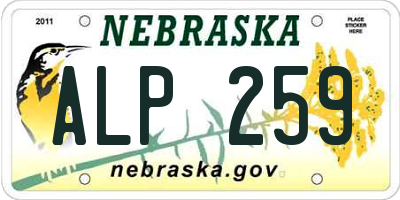 NE license plate ALP259