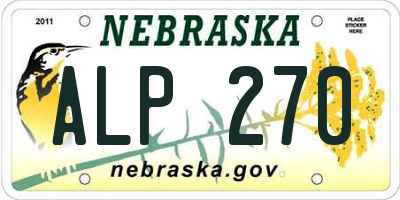 NE license plate ALP270
