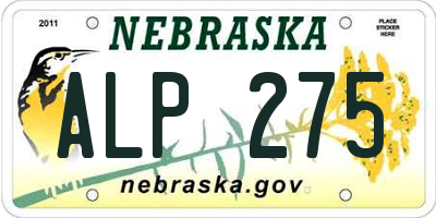 NE license plate ALP275