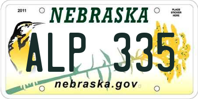 NE license plate ALP335