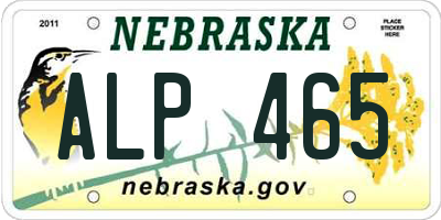 NE license plate ALP465