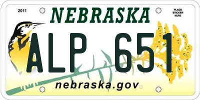 NE license plate ALP651