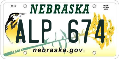 NE license plate ALP674