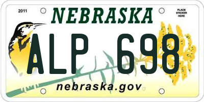 NE license plate ALP698