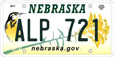 NE license plate ALP721