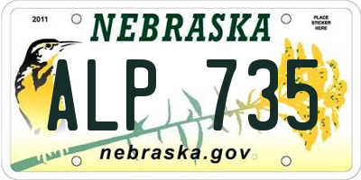 NE license plate ALP735