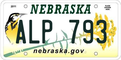 NE license plate ALP793