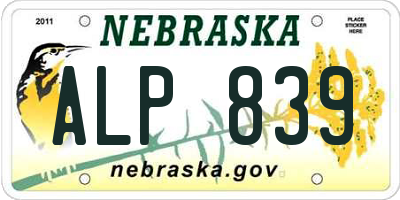 NE license plate ALP839