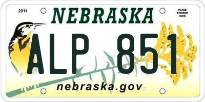 NE license plate ALP851