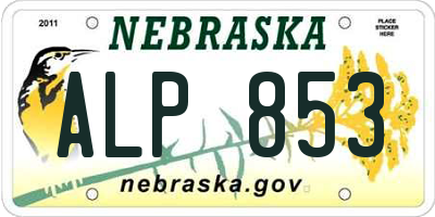 NE license plate ALP853