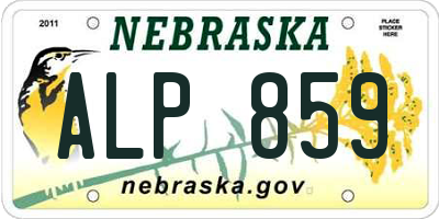 NE license plate ALP859