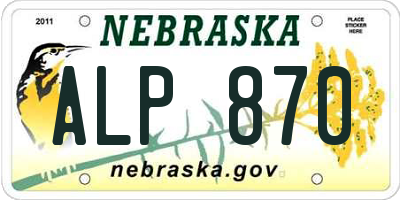 NE license plate ALP870