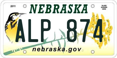 NE license plate ALP874