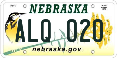 NE license plate ALQ020